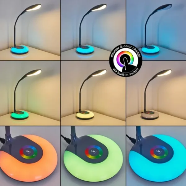 hofstein Lampe de table Paphos LED Noir, 1 lumière, Changeur de couleurs* Lampes Modernes
