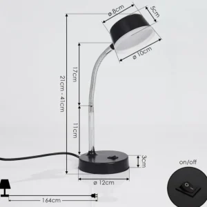 hofstein Lampe de table Pineda LED Chrome, Noir, 1 lumière* Lampes Modernes