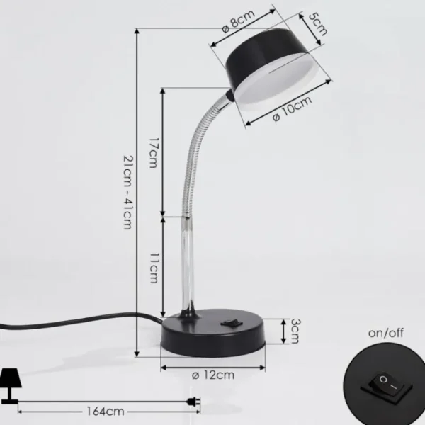 hofstein Lampe de table Pineda LED Chrome, Noir, 1 lumière* Lampes Modernes