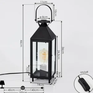 hofstein Lampe de table Raupunga Noir, 1 lumière* Lampes En Verre