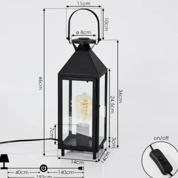 hofstein Lampe de table Raupunga Noir, 1 lumière* Lampes En Verre