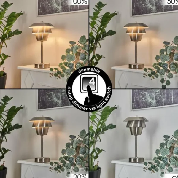 hofstein Lampe de table Wacissa Nickel mat, 1 lumière* Lampes Modernes