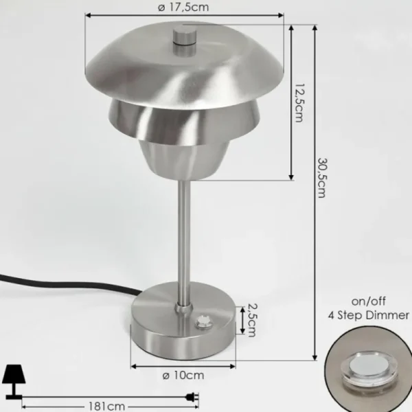 hofstein Lampe de table Wacissa Nickel mat, 1 lumière* Lampes Modernes
