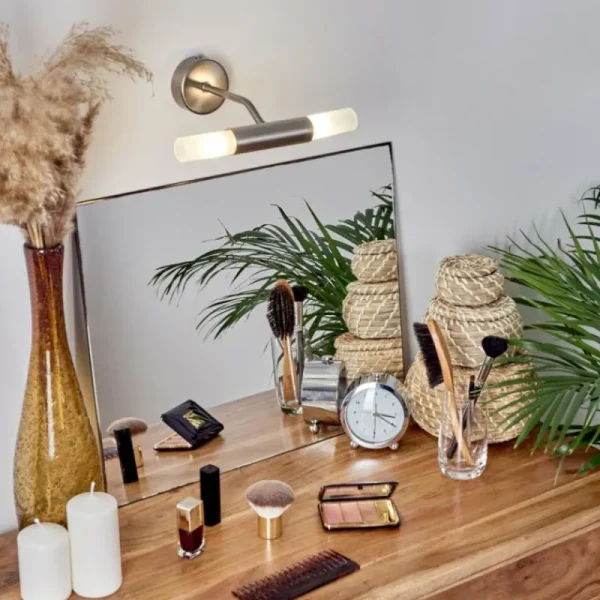 hofstein lampe miroir Regensdorf Nickel mat, 2 lumières* Lampes En Verre