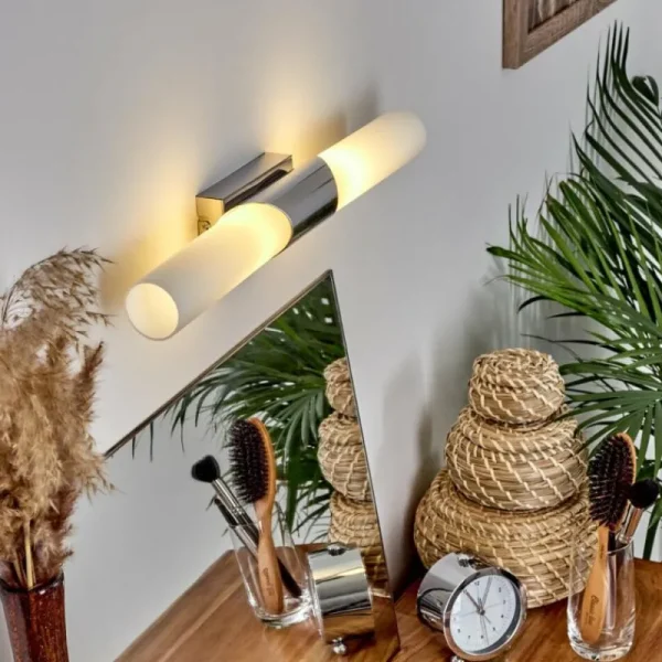hofstein lampe miroir Morges Brun foncé, Nickel mat, 2 lumières* Lampes En Verre