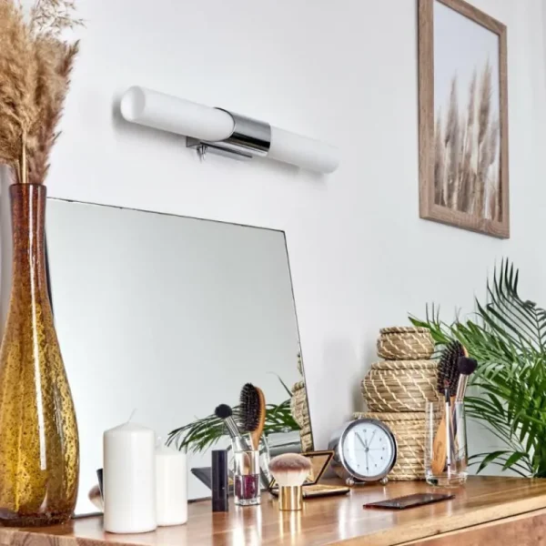 hofstein lampe miroir Morges Brun foncé, Nickel mat, 2 lumières* Lampes En Verre