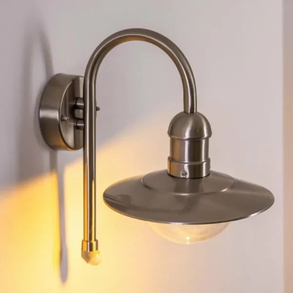 hofstein Lampe murale d'extérieur Elima Acier inoxydable, 1 lumière, Détecteur de mouvement* Lampes Modernes