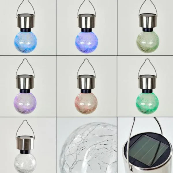 hofstein Lampe solaire Falco LED Acier inoxydable, 1 lumière, Changeur de couleurs* Lampes Modernes