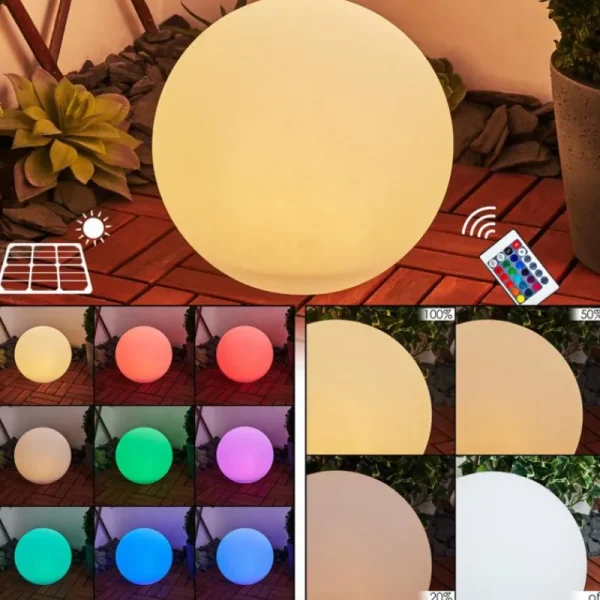 hofstein Lampe solaires Ykullen LED Noir, 1 lumière, Télécommandes, Changeur de couleurs* Lampes Modernes