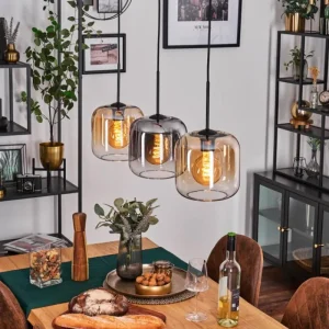 hofstein Lauden Suspension Ambre, Clair, Fumé, 3 lumières* Lampes Modernes