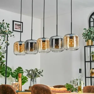 hofstein Lauden Suspension Ambre, Clair, Fumé, 5 lumières* Lampes Modernes
