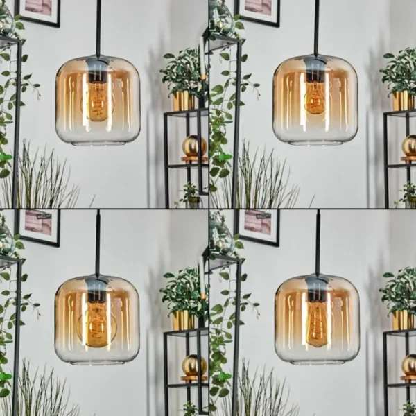 hofstein Lauden Suspension Ambre, Clair, Fumé, 3 lumières* Lampes Modernes