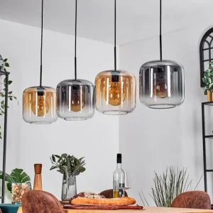 hofstein Lauden Suspension Ambre, Clair, Fumé, 4 lumières* Lampes Modernes