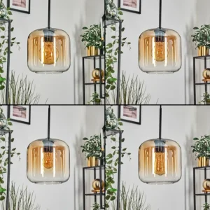 hofstein Lauden Suspension Ambre, Clair, 5 lumières* Lampes En Verre