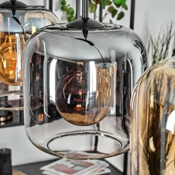 hofstein Lauden Suspension Ambre, Clair, Fumé, 3 lumières* Lampes Modernes