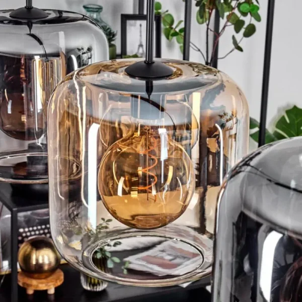 hofstein Lauden Suspension Ambre, Clair, Fumé, 4 lumières* Lampes Modernes