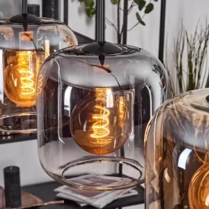 hofstein Lauden Suspension Ambre, Clair, Fumé, 5 lumières* Lampes Modernes