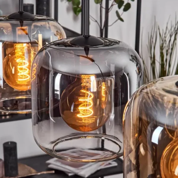 hofstein Lauden Suspension Ambre, Clair, Fumé, 5 lumières* Lampes Modernes