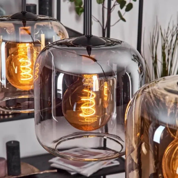 hofstein Lauden Suspension Ambre, Clair, Fumé, 3 lumières* Lampes Modernes