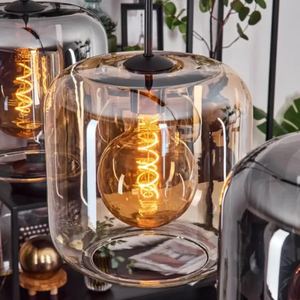 hofstein Lauden Suspension Ambre, Clair, Fumé, 4 lumières* Lampes Modernes