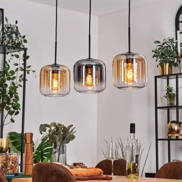 hofstein Lauden Suspension Ambre, Clair, Fumé, 3 lumières* Lampes Modernes