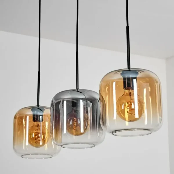 hofstein Lauden Suspension Ambre, Clair, Fumé, 3 lumières* Lampes Modernes