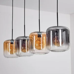 hofstein Lauden Suspension Ambre, Clair, Fumé, 4 lumières* Lampes Modernes
