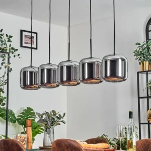 hofstein Lauden Suspension Noir, 5 lumières* Lampes En Verre