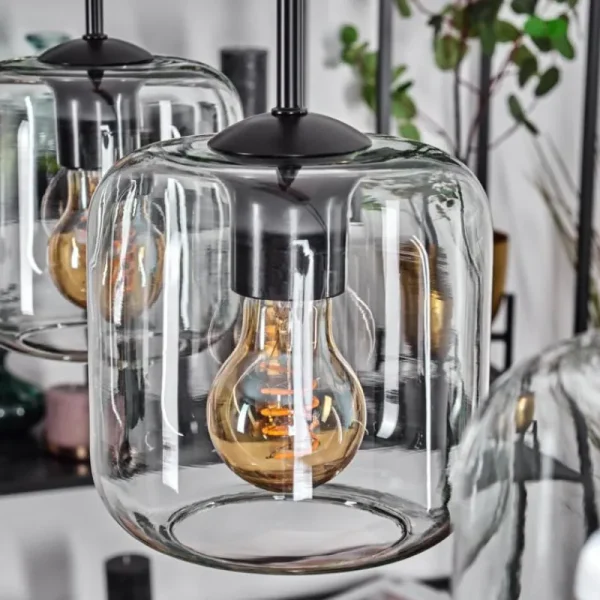 hofstein Lauden Suspension Noir, 3 lumières* Lampes En Verre