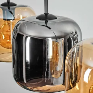 hofstein Lauden Suspension Noir, 4 lumières* Lampes En Verre