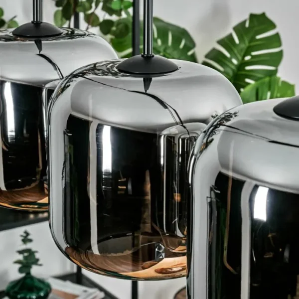 hofstein Lauden Suspension Noir, 5 lumières* Lampes En Verre