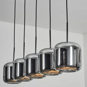 hofstein Lauden Suspension Noir, 5 lumières* Lampes En Verre
