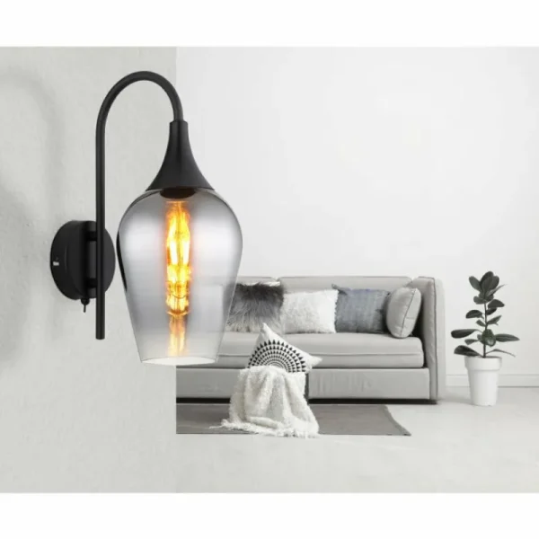 Luminaires Globo Lighting Lavus Applique murale Noir, 1 lumière* Lampes En Verre