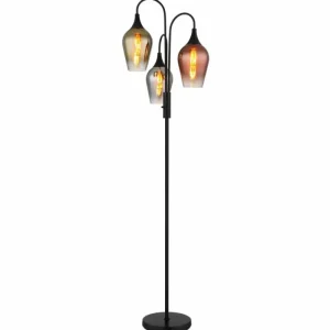 Luminaires Globo Lighting Lavus Lampadaire Noir, 3 lumières* Lampes En Verre