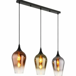 Luminaires Globo Lighting Lavus Suspension Noir, 3 lumières* Lampes En Verre