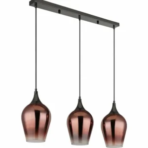 Luminaires Globo Lighting Lavus Suspension Chrome, Noir, 3 lumières* Lampes En Verre