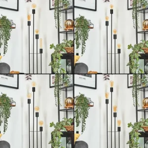 hofstein Limmingen Lampadaire Bois clair, Noir, 4 lumières* Lampes Modernes