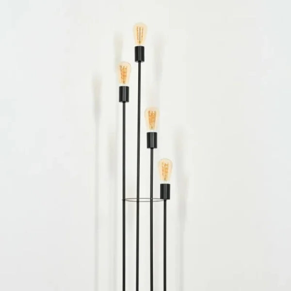 hofstein Limmingen Lampadaire Bois foncé, Noir, 4 lumières* Lampes Modernes