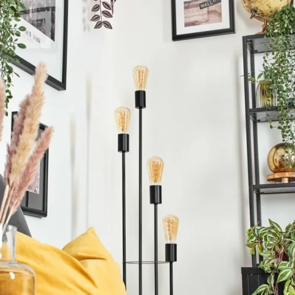 hofstein Limmingen Lampadaire Bois clair, Noir, 4 lumières* Lampes Modernes