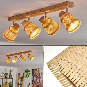 hofstein Lindberg Plafonnier Chrome, Brun clair, 4 lumières* Lampes Modernes