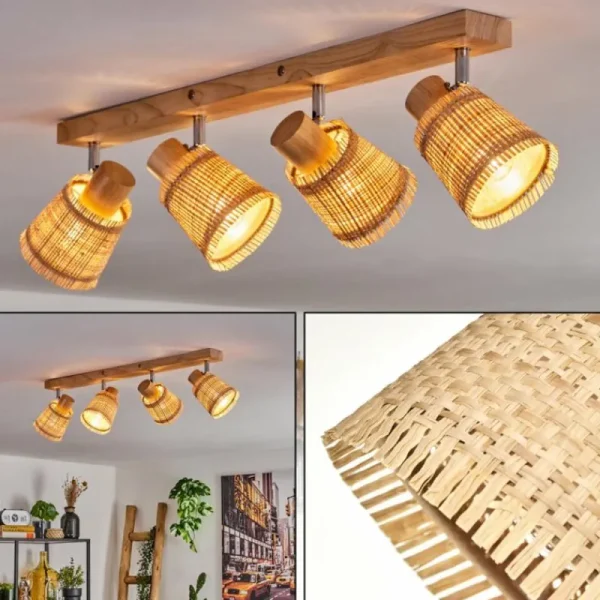 hofstein Lindberg Plafonnier Chrome, Brun clair, 4 lumières* Lampes Modernes