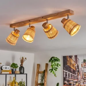 hofstein Lindberg Plafonnier Chrome, Brun clair, 4 lumières* Lampes Modernes