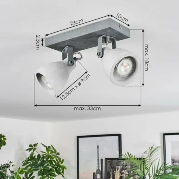 hofstein Lomma Plafonnier Acier brossé, 2 lumières* Lampes Modernes
