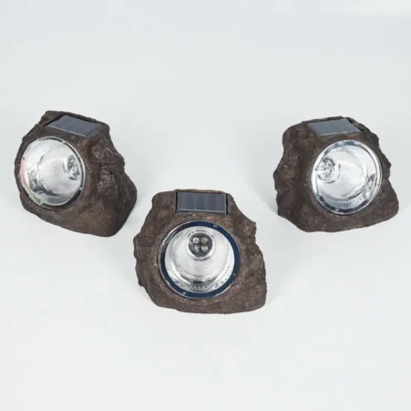 hofstein Lot de 3 lampes solaires Sameo LED Brun, 4 lumières* Lampes Modernes