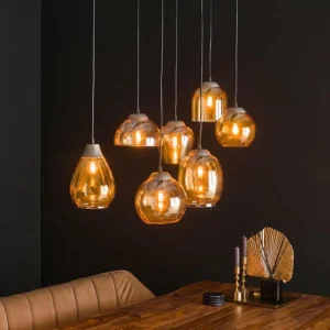 hofstein lustre Balanka Anthracite, 7 lumières* Lampes En Verre