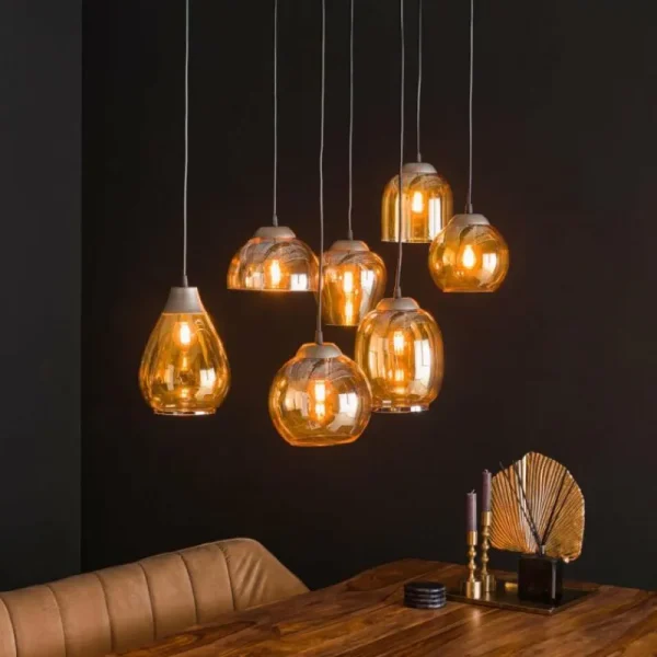 hofstein lustre Balanka Anthracite, 7 lumières* Lampes En Verre