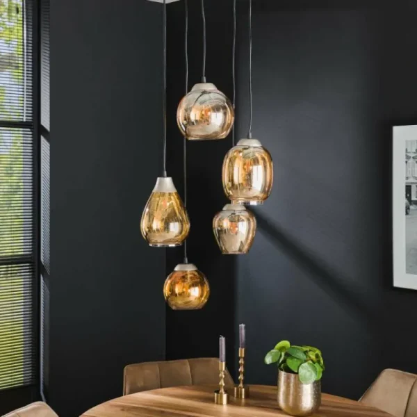 hofstein lustre Balanka Anthracite, 5 lumières* Lampes En Verre