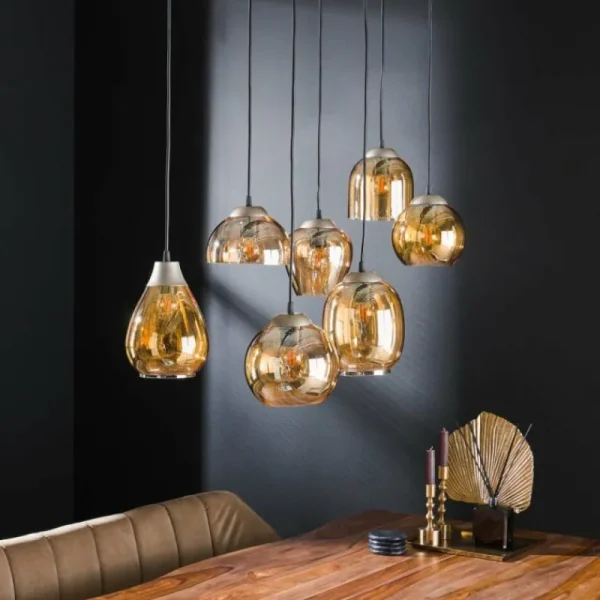 hofstein lustre Balanka Anthracite, 7 lumières* Lampes En Verre