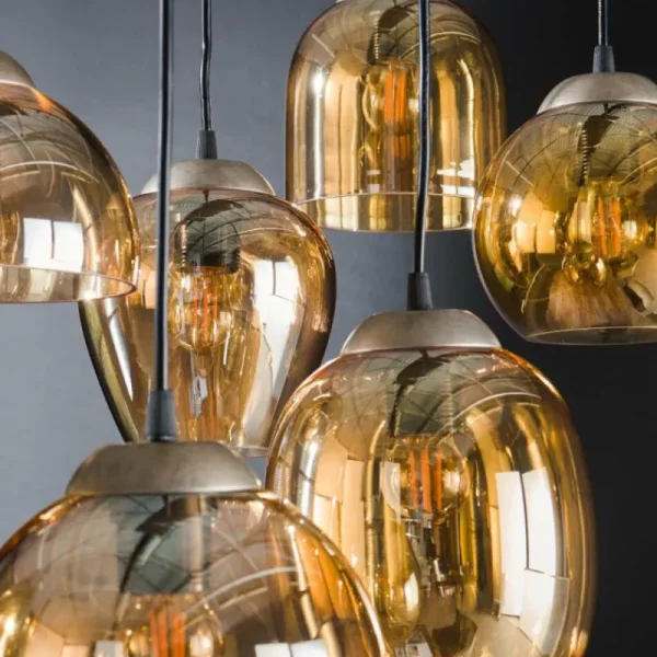 hofstein lustre Balanka Anthracite, 7 lumières* Lampes En Verre