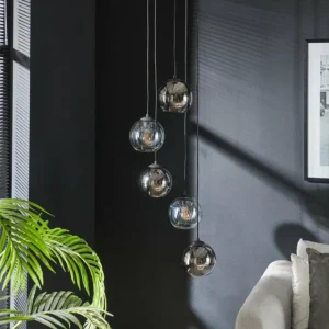 hofstein lustre Bicolore Anthracite, 5 lumières* Lampes En Verre